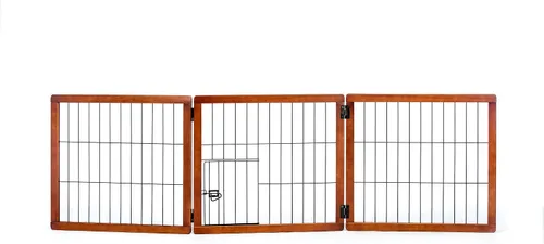 Vista 8 de Carlson - Puerta para perros súper ancha de 22 a 62 pulgadas con puerta pequeña para mascotas, puerta de madera de alta calidad para mascotas de 3