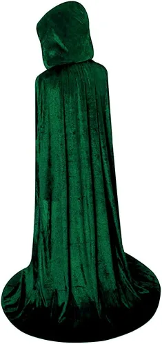 Vista 2 de Unisex Full Length Hooded Robe Cloak Long Velvet Cape Cosplay Costume