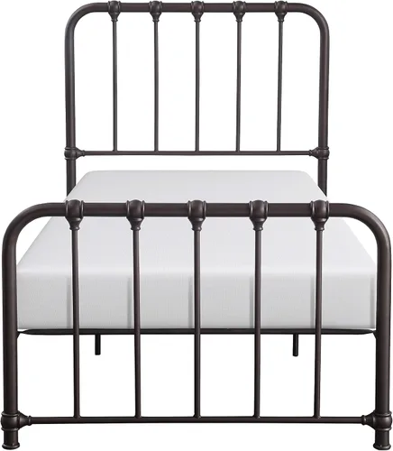 Vista 4 de Lexicon Marco de cama de metal individual, cama de plataforma con fuerte soporte de listones de metal debajo de la cama, marco de cama individual