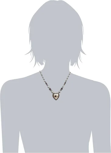 Vista 2 de 1928 Jewelry - Collar con colgante de corazón de flor morada en tono oro rosa para mujer, 15 pulgadas + extensor de 3 pulgadas, Perla, Perla