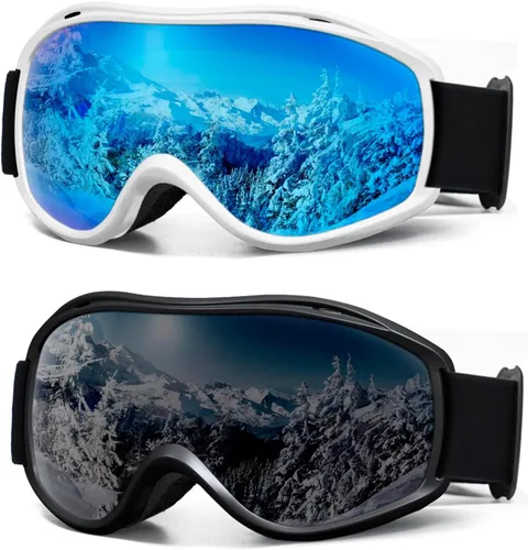 Vista 10 de SPOSUNE OTG - Gafas de esquí para hombres y mujeres, gafas de snowboard antiniebla, protección UV, gafas de nieve para adultos y jóvenes