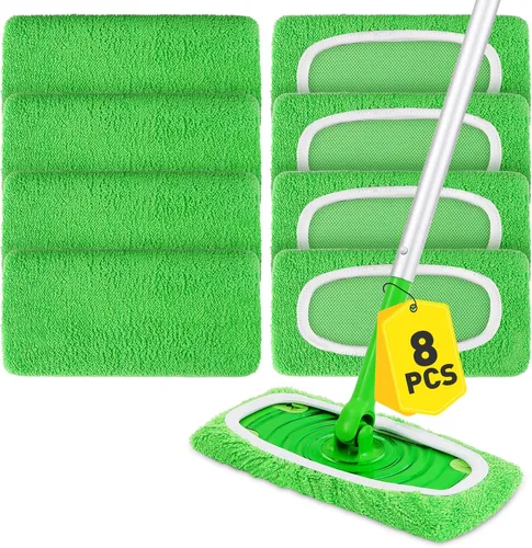 Vista 11 de 12 almohadillas de microfibra reutilizables compatibles con trapeadores, paños de barrido seco y almohadillas de trapeador húmedo, almohadillas