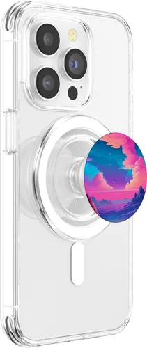 Vista 3 de Aesthetic Vaporwave Landscape Colorful Synthwave PopSockets MagSafe PopGrip for iPhone