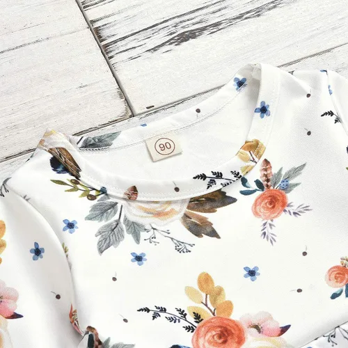 Vista 5 de Conjunto de ropa floral para bebés y niñas pequeñas, camisa y pantalones, ropa de princesa