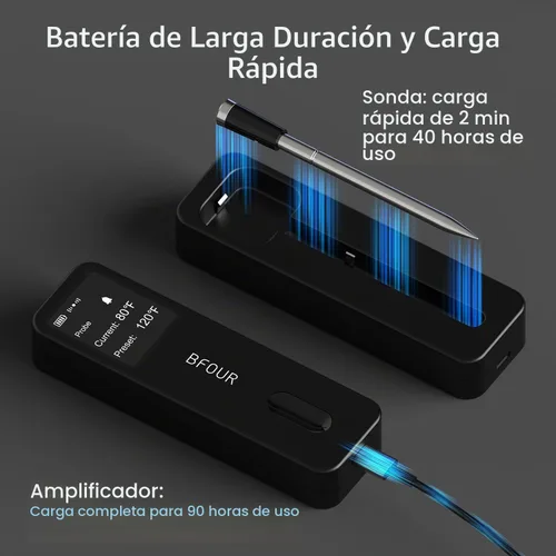 Vista 6 de BFOUR Termómetro de Carne Digital Inalámbrico con Amplificador LCD, Termómetro Bluetooth para Cocinar Alimentos con Aplicación Inteligente, Alcance