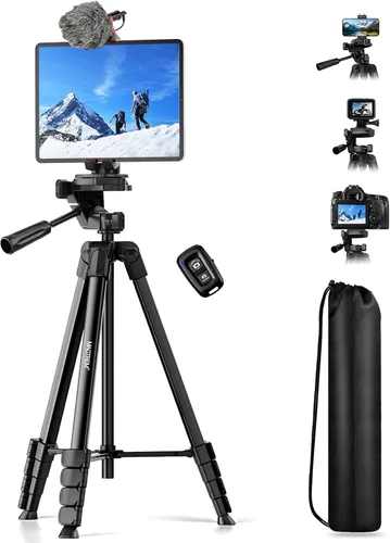 Vista 8 de MACTREM 67" iPad Tripod Stand for Tablet Phone Camera with Remote Mount Soporte 2 en 1 para iPad/Iphone de hasta 12.9 pulgadas, aluminio extensible
