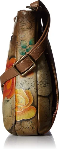 Vista 3 de Anna by Anuschka Women's Genuine Leather Medium Crossbody Hand Painted Original Artwork