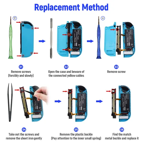 Vista 4 de Mcbazel Replacement Metal LR Lock Buckle Set with Open Tool for N-Switch Joy-Con