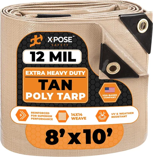 Vista 195 de Xpose Safety Lona protectora de polietileno plateado resistente de 5 x 7 pies - Funda protectora multiusos - Duradera, resistente al agua