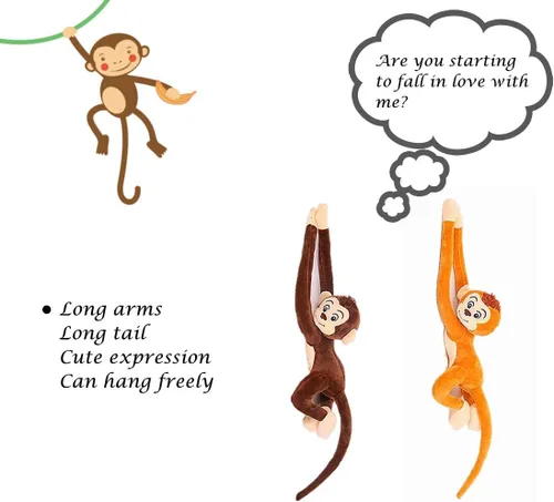 Vista 8 de zhidiloveyou Animales de peluche colgantes de mono para niños y adultos (27 pulgadas)