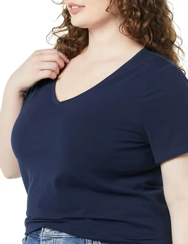 Vista 3 de Tienda Essentials Camiseta de manga corta con cuello en V para mujer, paquete múltiple