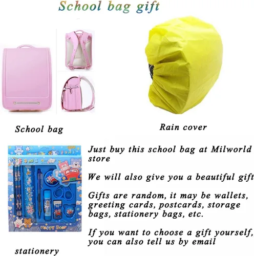 Vista 7 de ransel randoseru japonés semiautomático bolsas de escuela Senior PU cuero dar pequeño regalo, Heighten Negro, Viajar