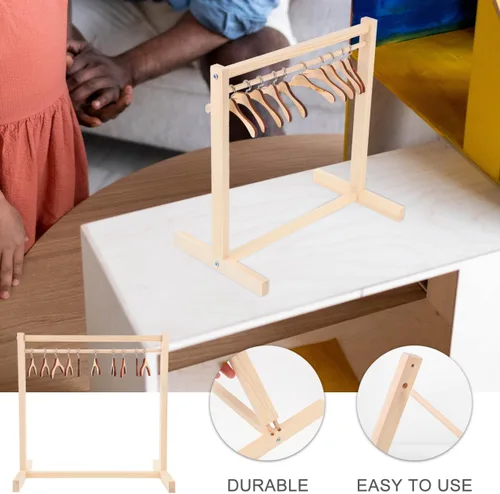 Vista 6 de Zerodeko - 10 perchas de ropa para muñecas, perchero de ropa para casa de niños, mini organizador de armario