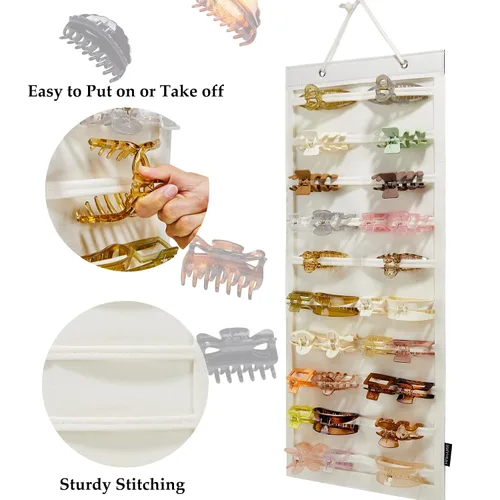 Vista 2 de Organizador de pinzas colgantes para el cabello, organizadores y almacenamiento para mujeres y niñas, soporte de pinzas para el cabello para pared