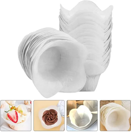 Vista 4 de Kichvoe 100 piezas de papel antiaceite para tartas pequeñas, envoltura de muffins, mini tazas de papel para hornear, magdalenas, taza para hornear