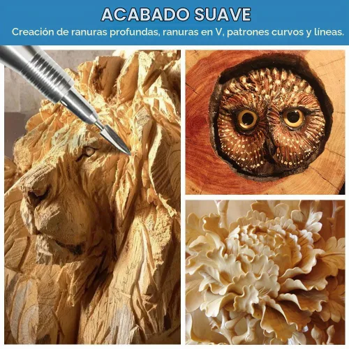 Vista 5 de Herramientas de tallado de madera para herramienta giratoria, juego de 5 brocas de carpintería HSS, juego de brocas de grabado para artesanías