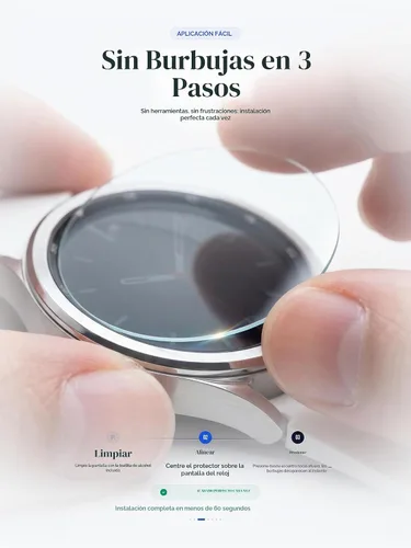 Vista 6 de iDaPro Protector de pantalla de vidrio templado para Samsung Galaxy Watch 6 Classic de 1.850 in, dureza 9H, antiarañazos, sin burbujas, fácil