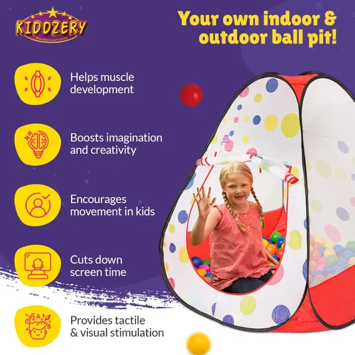 Vista 7 de Tienda de campaña emergente con pozo de pelotas para niños, tienda de campaña para casa de juegos para niños y niñas, bebés y niños pequeños