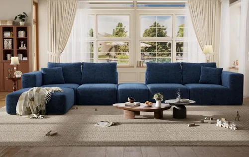 Vista 10 de Sofá modular de 152 pulgadas, sofás grandes sin hueso para sala de estar, moderna pana de felpa, sofá de nube seccional de gran tamaño con asiento