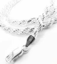 Vista 2 de Collar de cadena de plata de ley con corte de diamante de 0197in longitud de 160in 180in 200in 220in 239in