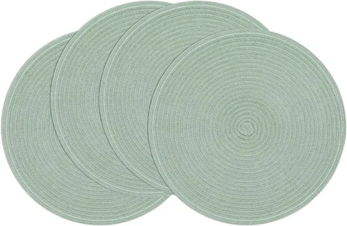 Vista 49 de SHACOS Juego de 4 manteles individuales redondos lavables de 15 pulgadas, de algodón, poliéster, trenzados, para mesa de comedor, boda, decoración