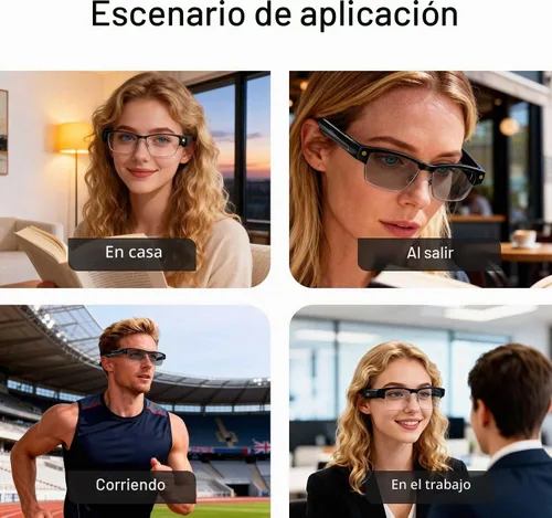 Vista 7 de Lentes inteligentes Ai con cámara y Bluetooth, grabación de video HD de 8 MP, traducción en tiempo real, con lentes que cambian