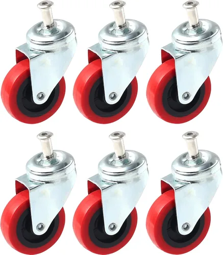 Vista 5 de Paquete de 4 Ruedas Giratorias Resistentes de 2.5 Pulgadas para Carrito de Servicio Creeper Taburete con Montaje en Poste