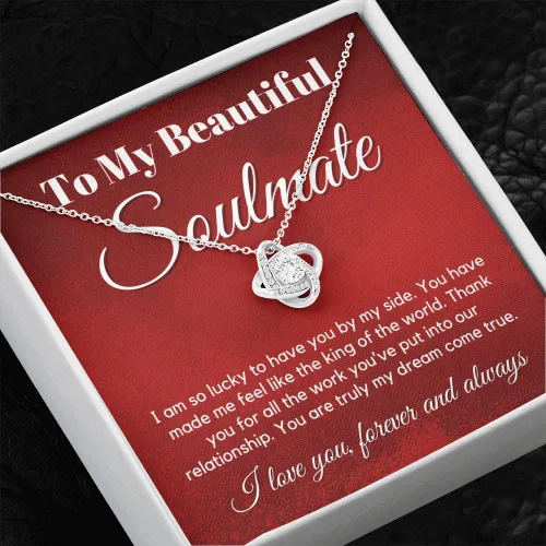 Vista 3 de to My Soulmate Love Knot Necklace - My Lovely Wife, Gifts for Girlfriend, Romantic Gifts for Her from Husband to Wife, Valentine's Day, for Wife WFF