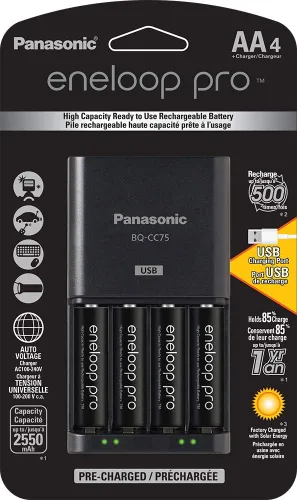 Vista 2 de Panasonic Eneloop Pro - Cargador de batería con cargador avanzado y baterías AA y AAA de alta capacidad