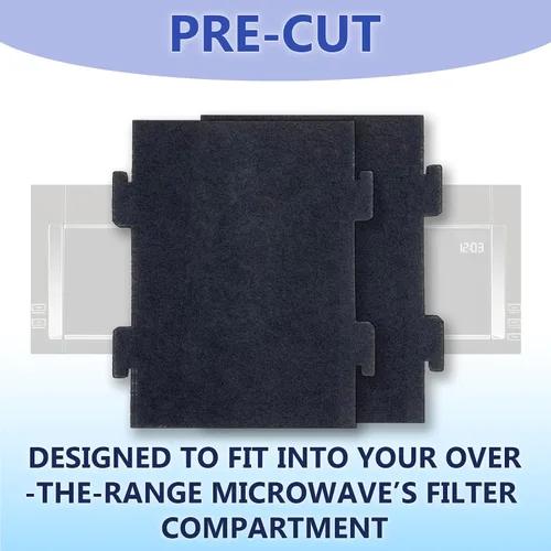 Vista 2 de W11282981 - Filtro de carbón para microondas, hidromasaje y KitchenAid 2-pack pre-cut replacement; snaps into over-the-range hood vents; absorbs