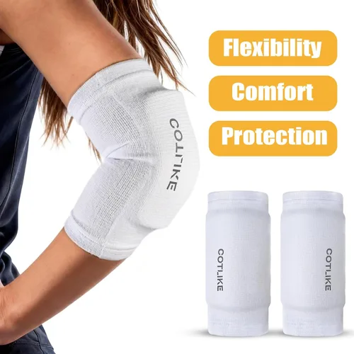 Vista 2 de Coderas de voleibol para jóvenes adultos, mangas de voleibol, coderas para quemaduras en el suelo y moretones, coderas no voluminosas, protección