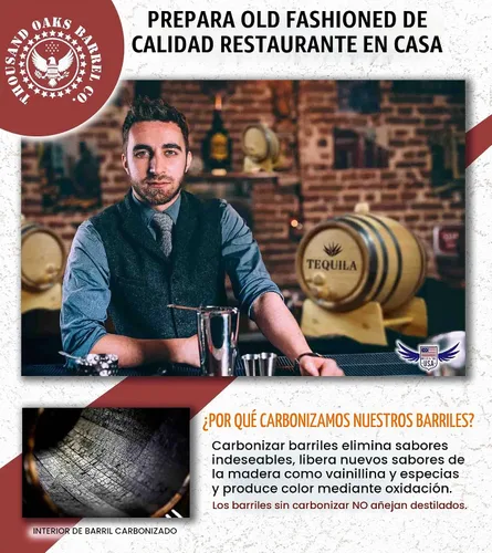 Vista 6 de Dispensador del barril del envejecimiento del tequila de 1 litro, mini