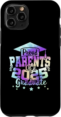 Vista 10 de iPhone 15 Parents of a 2025 Graduate Tie Dye Class Senior Graduation Case