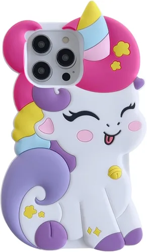 Vista 10 de Funda de silicona suave con diseño de flores coloridas de personajes de moda kawaii 3D para iPhone 12/iPhone 12 Pro de 6.1 pulgadas