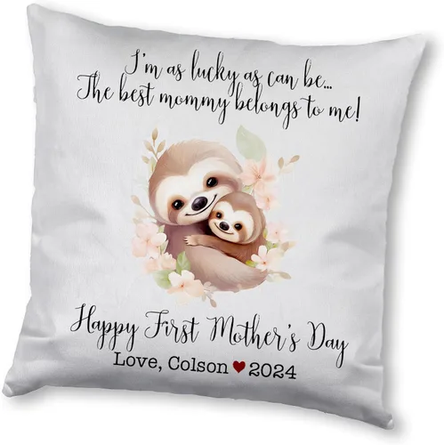 Vista 9 de Mother's Day Sloth, First Mother's Day Custom Pillowcase, Personalized Mother's Day Pillowcase, Gift for Mom, Home Decor