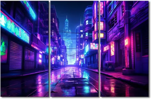 Vista 23 de Lienzo decorativo para pared de sala de estar, lienzo Cyberpunk, decoración de pared de 3 paneles, decoración de pared para el hogar, dormitorio