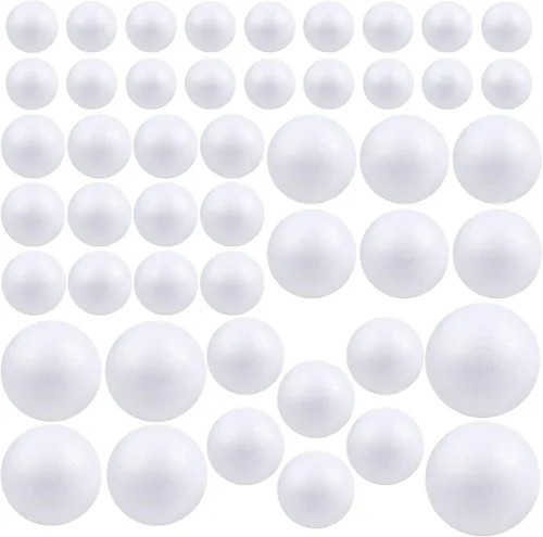 Vista 9 de Pllieay - 20 bolas de poliestireno para manualidades, 5 tamaños, color blanco
