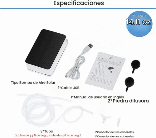 Vista 6 de Sunsbell - Kit de bomba de aire oxigenadora para tanque de peces de estanque alimentado por energía solar, blanco, de una pieza, bomba de aire