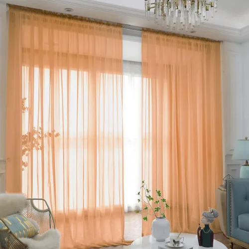 Vista 14 de L&TEC Cortinas traslúcidas para la ventana de color beige, 2 paneles de 48x45 pulgadas, con bolsillo básico para la barra de la cortina