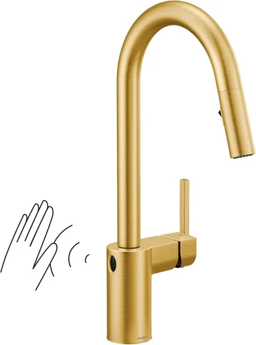 Vista 19 de Moen Align 5923BLS Grifo de cocina desplegable con resorte de una sola manija de acero inoxidable con aerosol desplegable y Power Boost, grifo