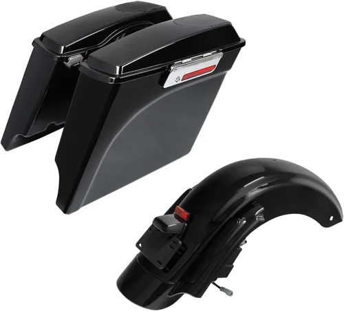 Vista 14 de TCT-MOTORPARTS Alforjas alargadas de 5 pulgadas con tapas de altavoces de 5x7" y sistema de guardabarros trasero LED para Harley Touring Street Road