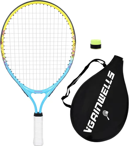 Vista 13 de Raqueta de tenis para niños de 17"-23" para edades de 2-9 años, ligera y duradera, incluye 1 raqueta de tenis para niños pequeños y 1 cintas