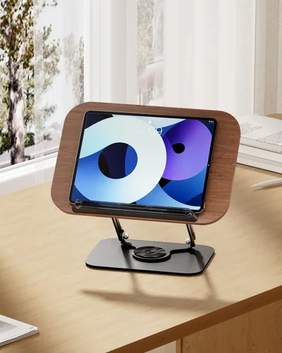 Vista 7 de Viozon - Soporte de libros para leer, portalibros, altura y ángulo ajustables, base giratoria de 360°, plegable y portátil, liviano para oficina