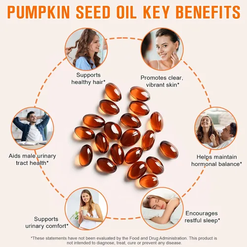 Vista 4 de Aceite de Semilla de Calabaza con Saw Palmetto, 1000mg por Porción, 300 Cápsulas Blandas – Cápsulas de Aceite de Semilla de Calabaza Prensado