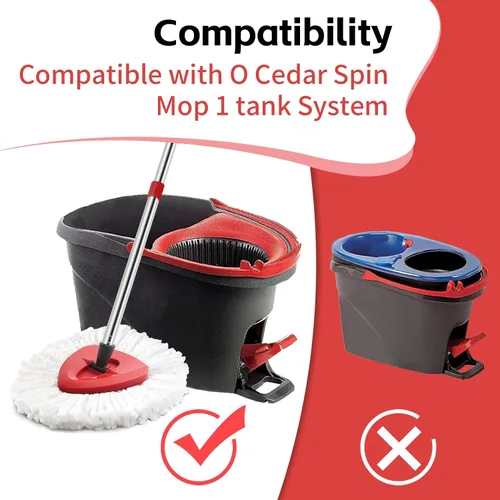 Vista 2 de ANREKEYH Cabezal de repuesto para trapeador giratorio, base, mango compatible con la mopa giratoria de microfibra O Cedar EasyWring, 2 cabezales