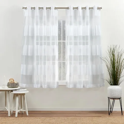 Vista 9 de Exclusive Home Navarro Cortinas de ventana a rayas translúcida con arandelas en parte superior, paneles de cortina para ventana (juego de 2), 54" x