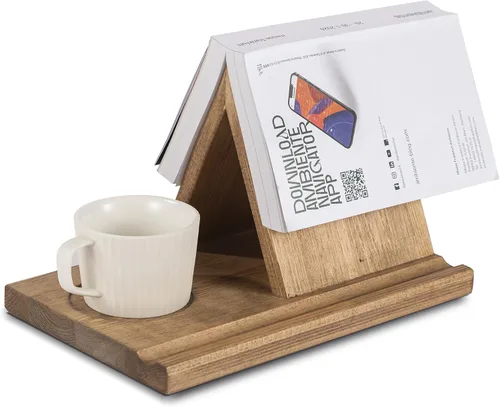 Vista 7 de Soporte de madera para páginas de libros en forma de triángulo, sin necesidad de montaje, regalos para amantes, soporte para libros para dormitorio