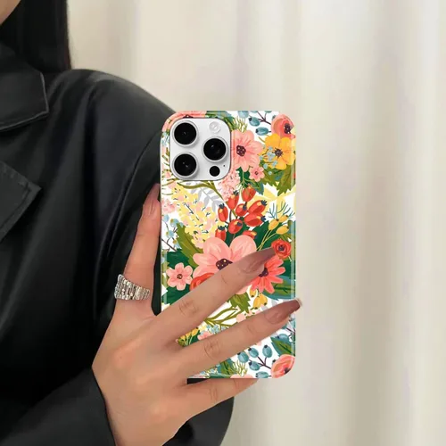 Vista 8 de J.west Funda de silicona protectora de silicona para iPhone 14 Pro de 6.1 pulgadas, diseño floral de TPU suave con ramos de flores de verano