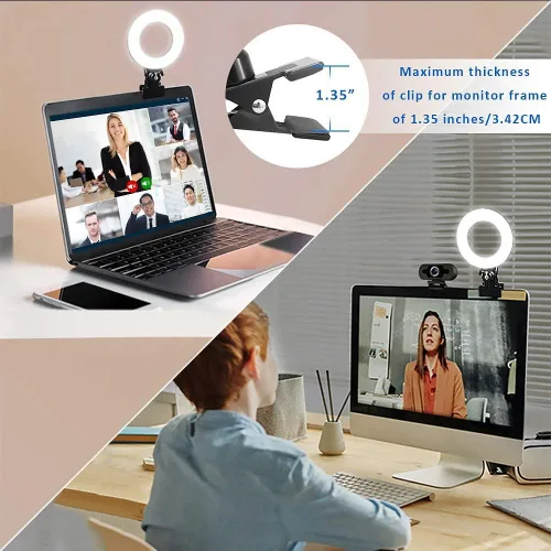 Vista 4 de Kit de iluminación de videoconferencia, anillo de luz para selfie de 6.3 pulgadas, videoconferencia, trabajo remoto, iluminación de llamadas