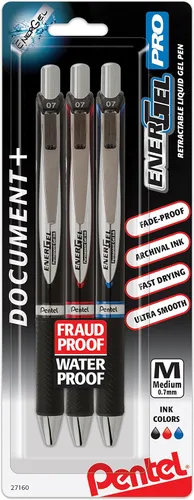 Vista 10 de Pentel EnerGel PRO - Bolígrafo de gel permanente, (0.028 in), línea media, archivador y resistente al agua, tinta negra, paquete de 2